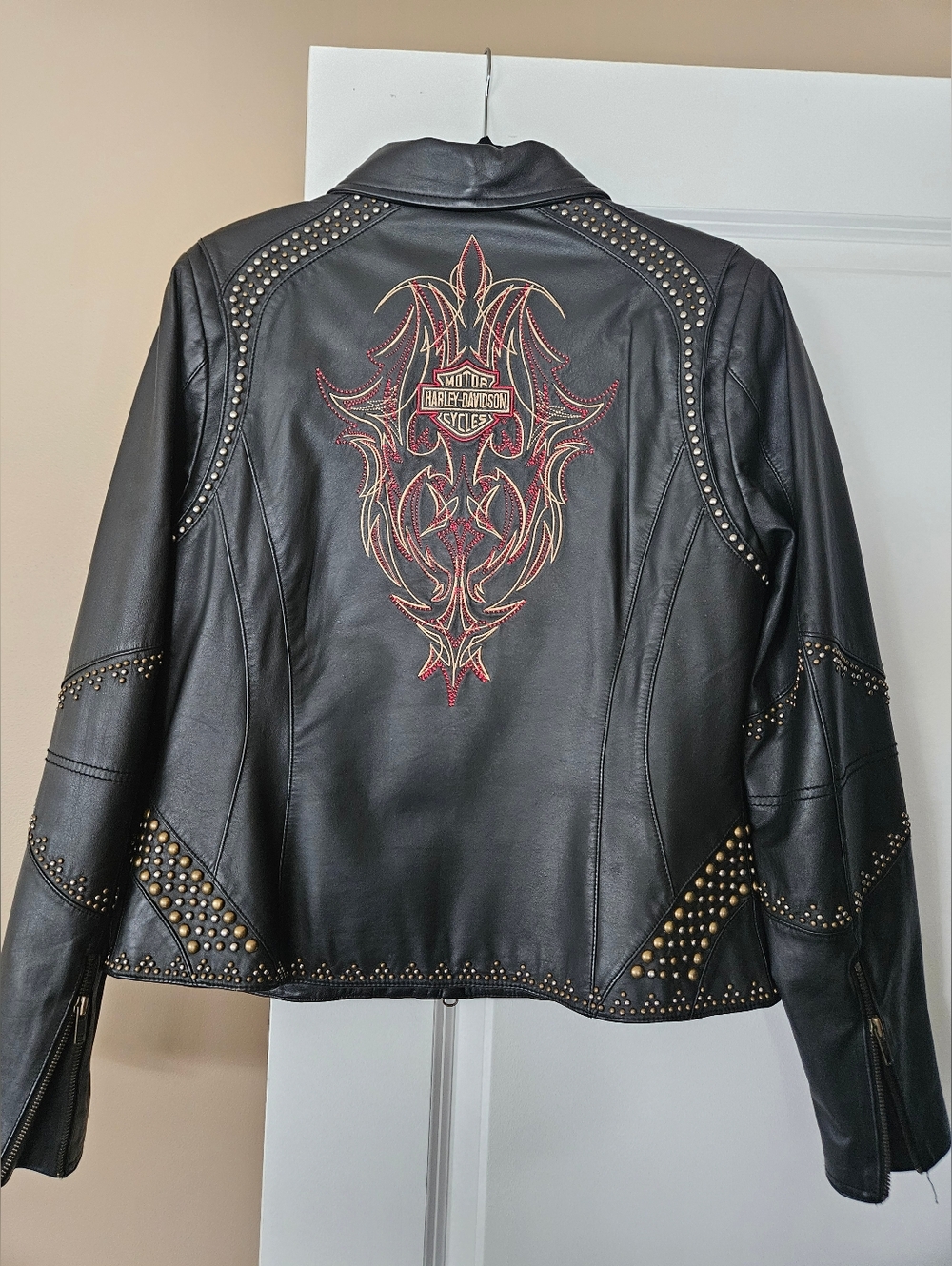 Harley-Davidson Studded Leather Jacket | Embroidered Back Logo | Moto Style
